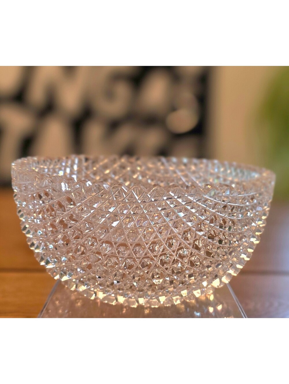 Antique American Brilliant Period (ABP) Hand-Cut Crystal Bowl Diamond & Hobstar